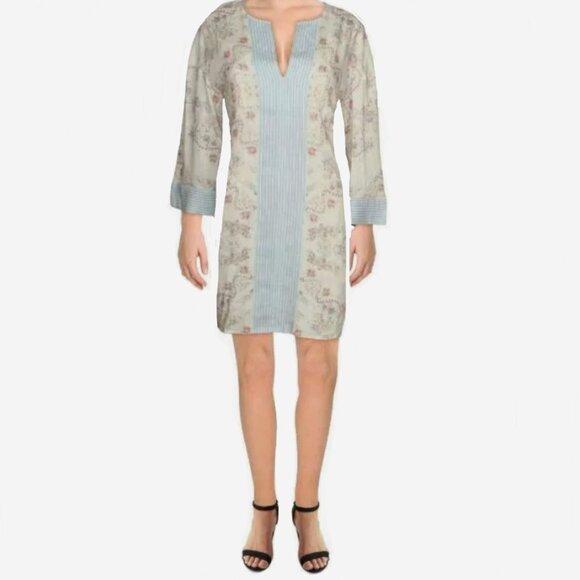 Brand New BCBGMAXAZRIA Women's Gardenia Mixed Print Cotton Dress - Picture 2 of 14
